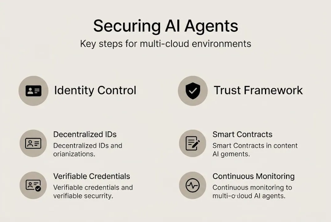 Infographic of multi-cloud AI agent security steps